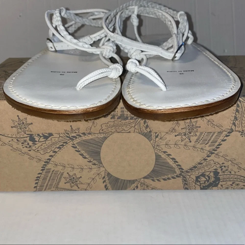 Free People Caroline Cali White Leather Boho Strappy Sandal NWT